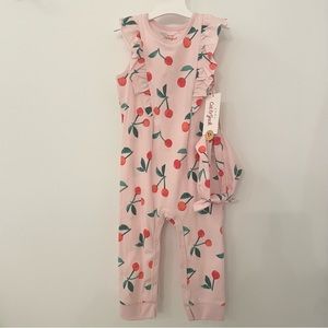 NWT Cat & Jack girl 18 month jumpsuit with matching head bow